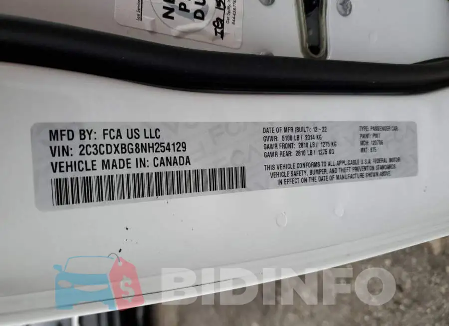 2C3CDXBG8NH254129 Photo# 13