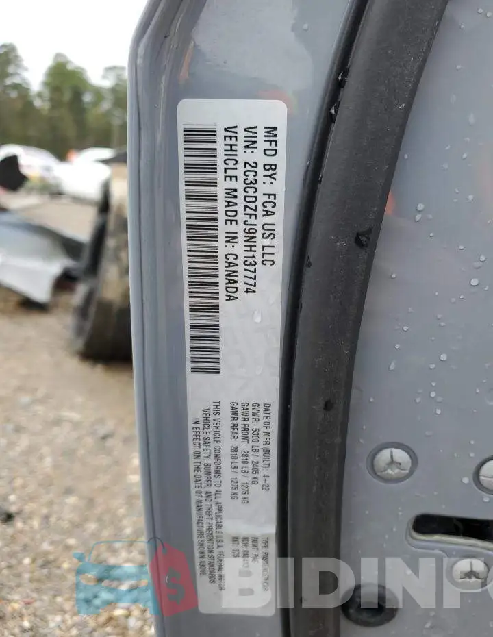 2C3CDZFJ9NH137774 Photo# 13
