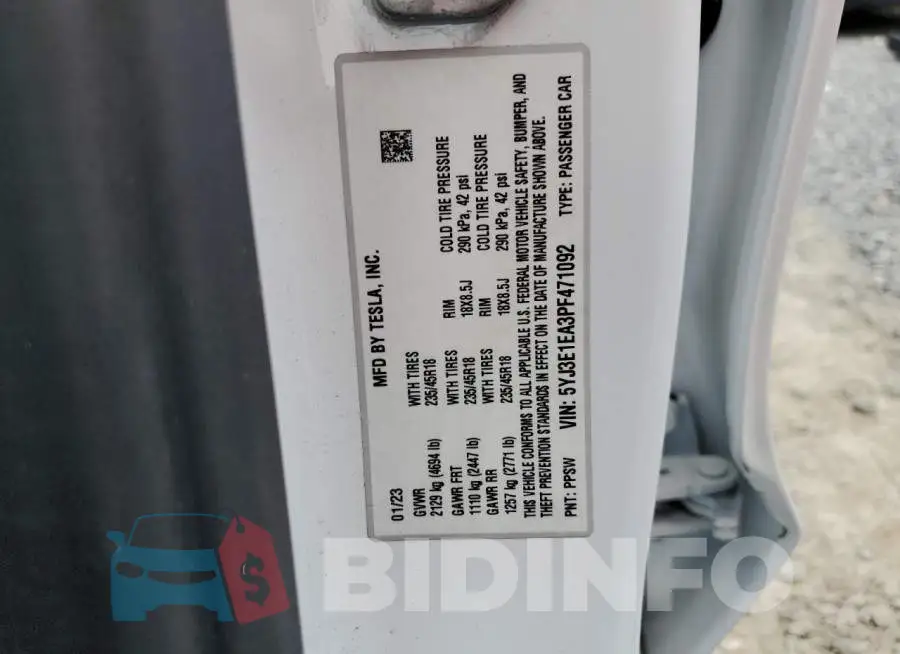 5YJ3E1EA3PF471092 Photo# 13