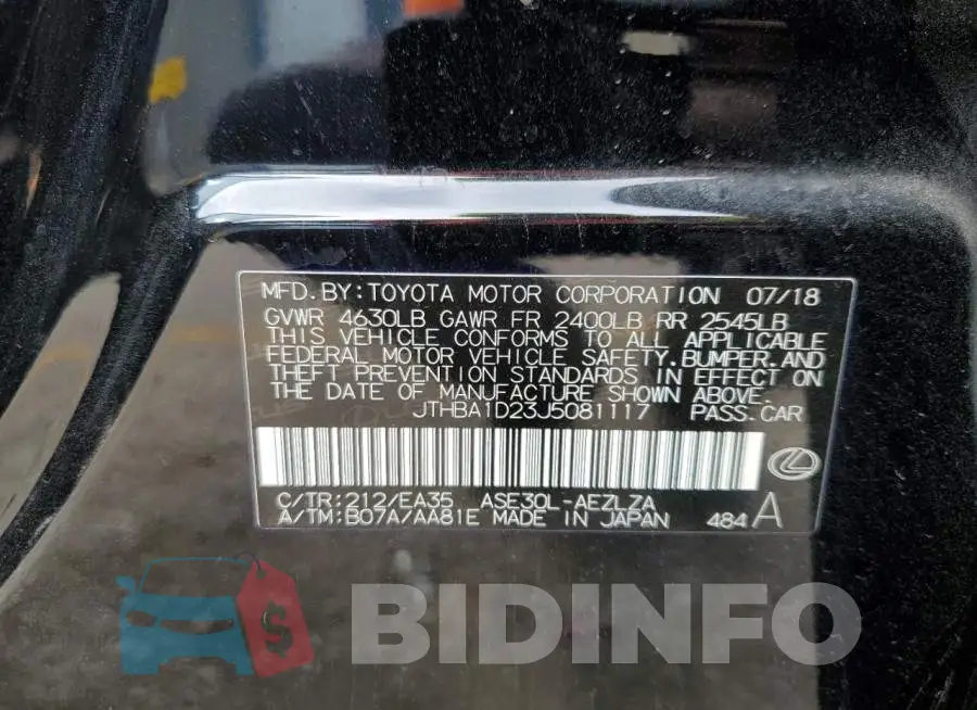 JTHBA1D23J5081117 Photo# 12