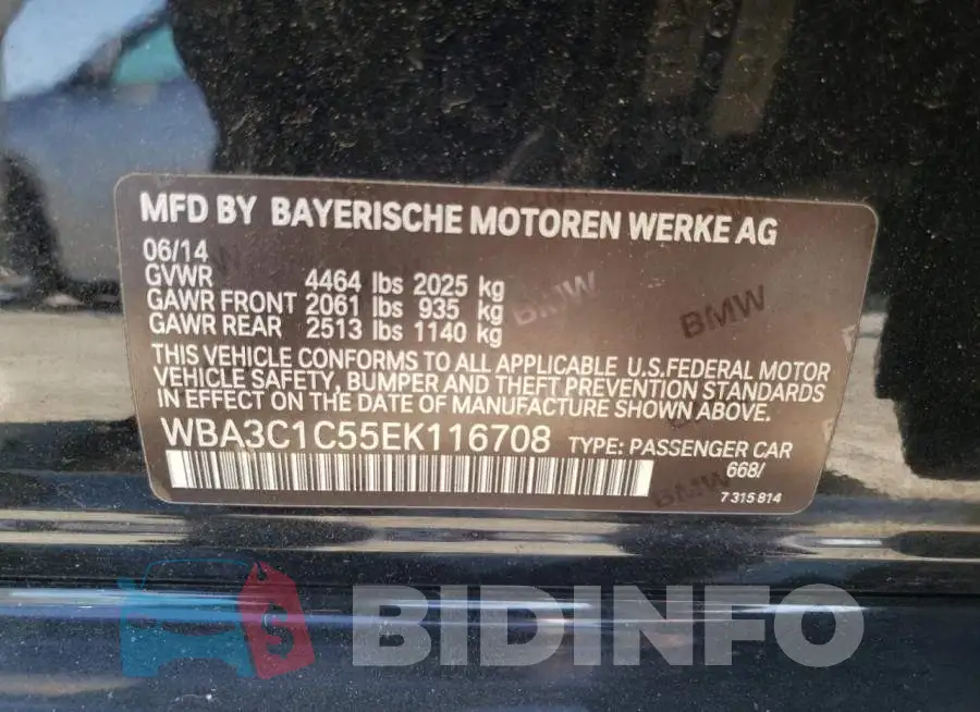 WBA3C1C55EK116708 Photo# 12