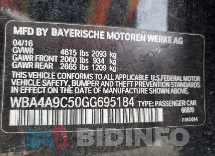 WBA4A9C50GG695184 Photo# 12