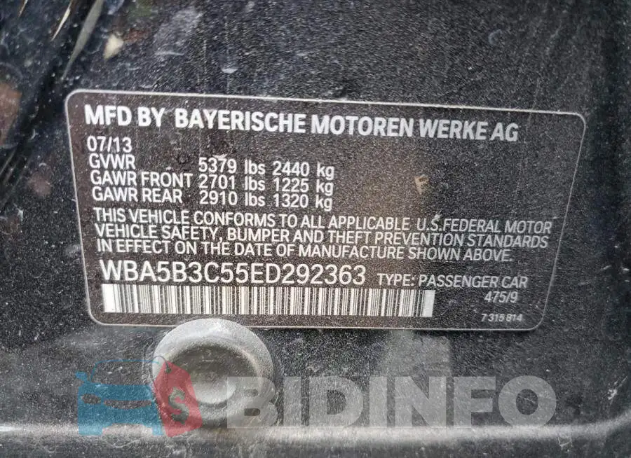 WBA5B3C55ED292363 Photo# 12