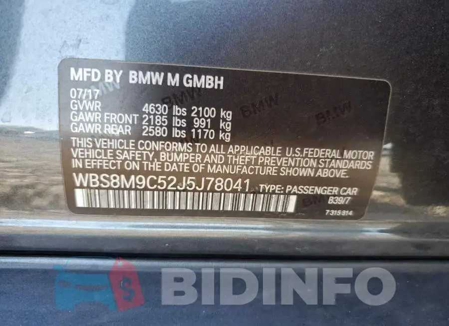 WBS8M9C52J5J78041 Photo# 12