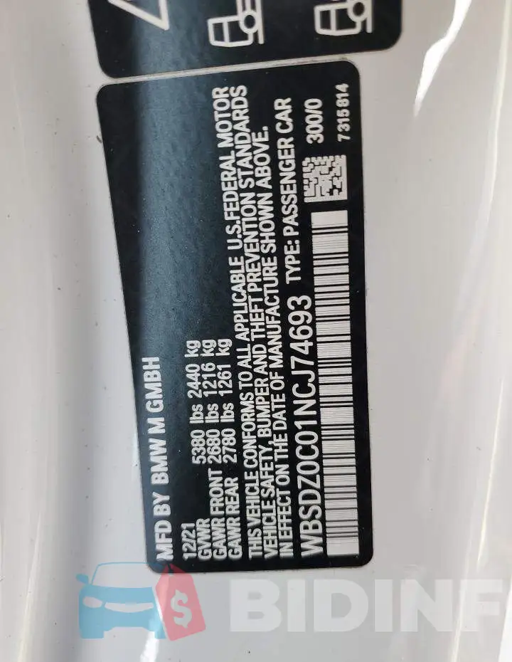 WBSDZ0C01NCJ74693 Photo# 12