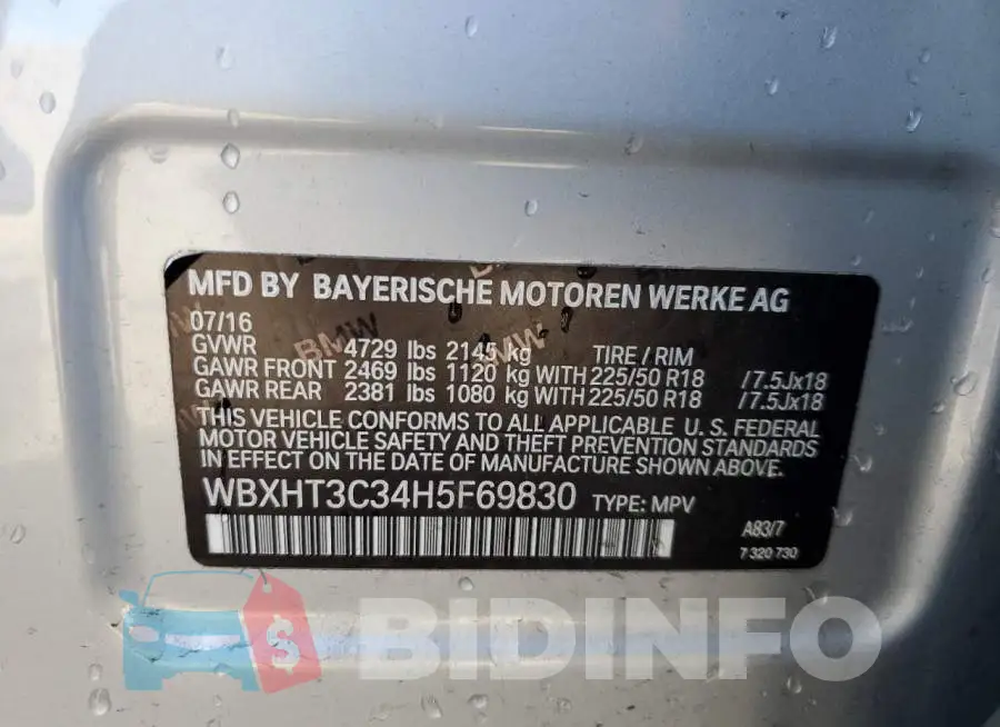 WBXHT3C34H5F69830 Photo# 13