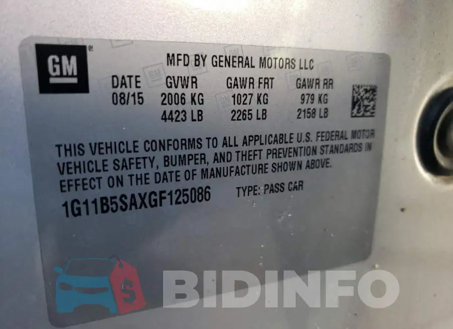 1G11B5SAXGF125086 Photo# 12