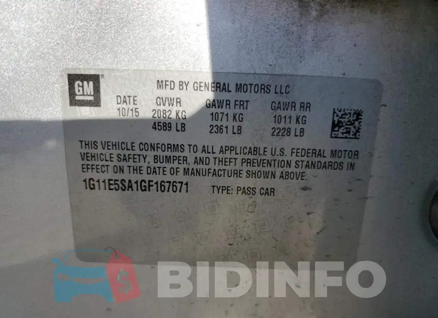 1G11E5SA1GF167671 Photo# 12