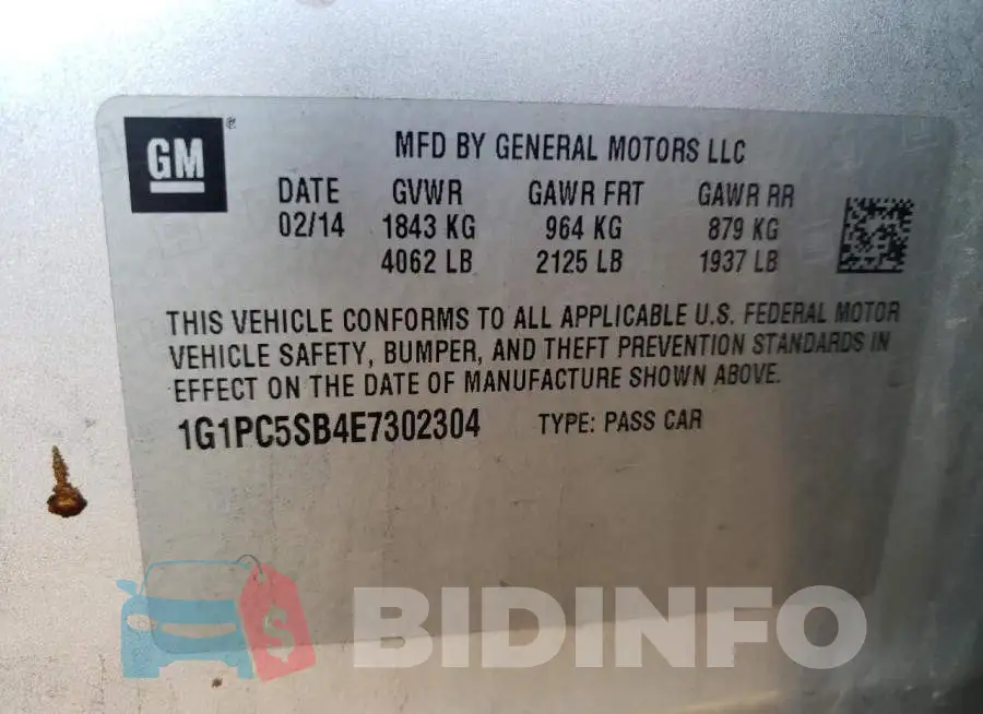 1G1PC5SB4E7302304 Photo# 12