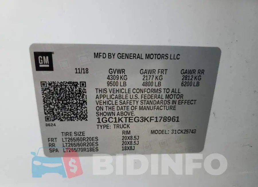 1GC1KTEG3KF178961 Photo# 12