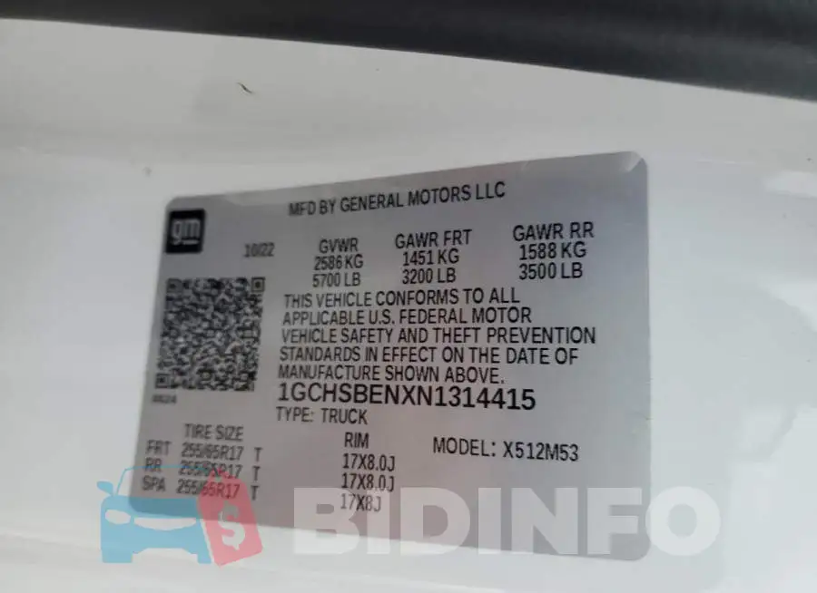 1GCHSBENXN1314415 Photo# 12