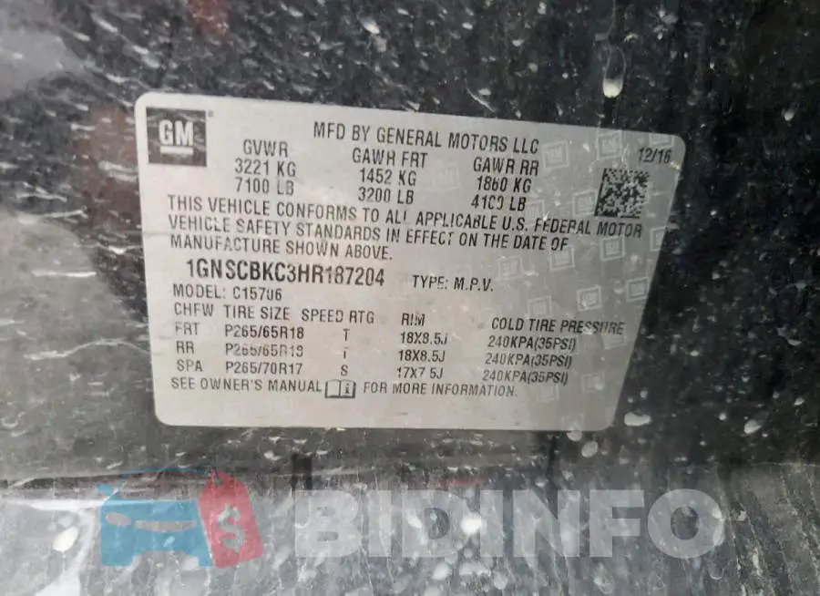 1GNSCBKC3HR187204 Photo# 12