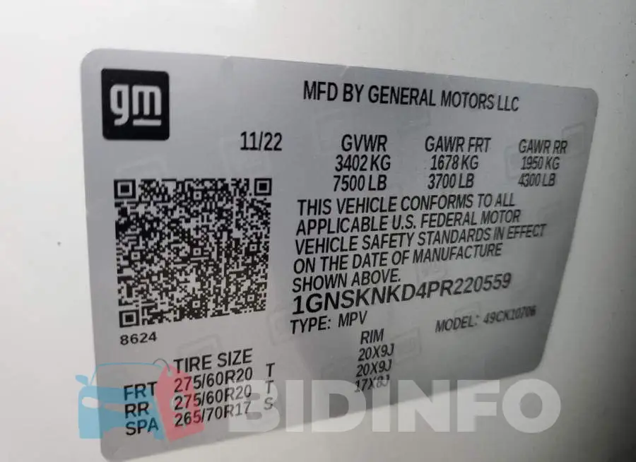 1GNSKNKD4PR220559 Photo# 13