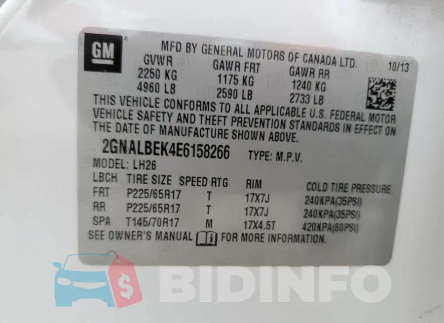 2GNALBEK4E6158266 Photo# 14