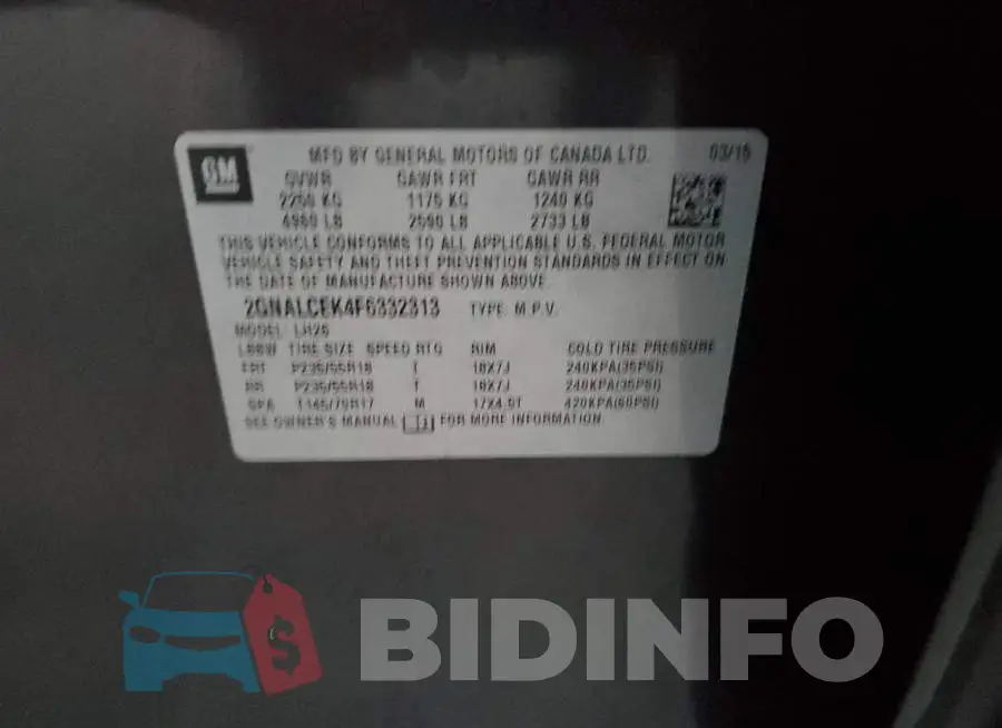 2GNALCEK4F6332313 Photo# 13