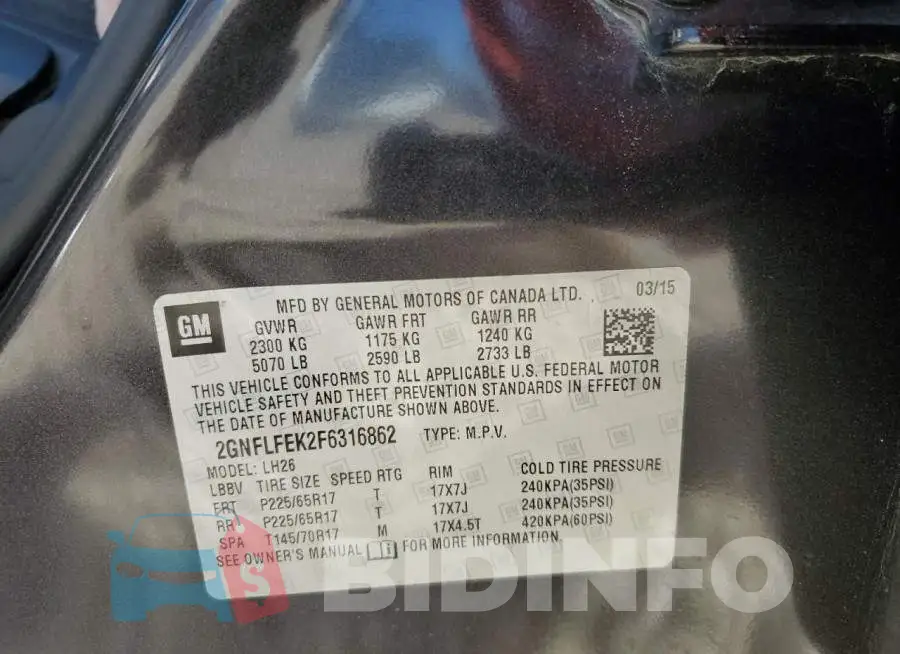 2GNFLFEK2F6316862 Photo# 12