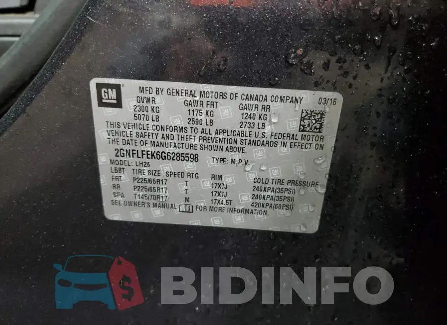 2GNFLFEK6G6285598 Photo# 12