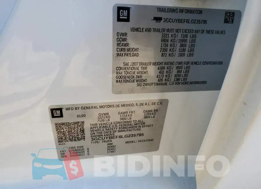 3GCUYBEF6LG235795 Photo# 13