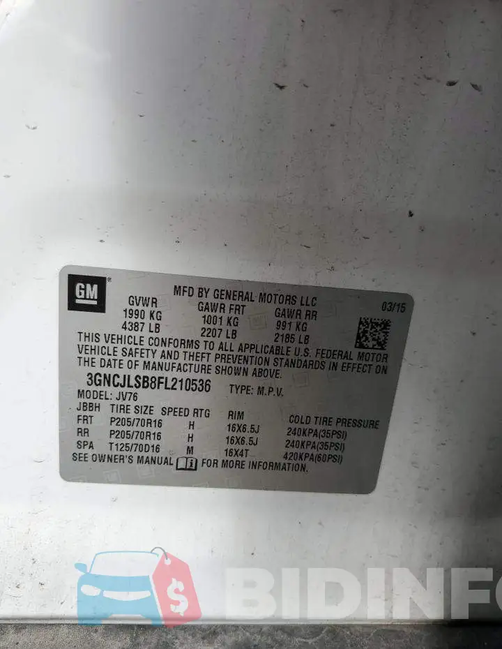 3GNCJLSB8FL210536 Photo# 12