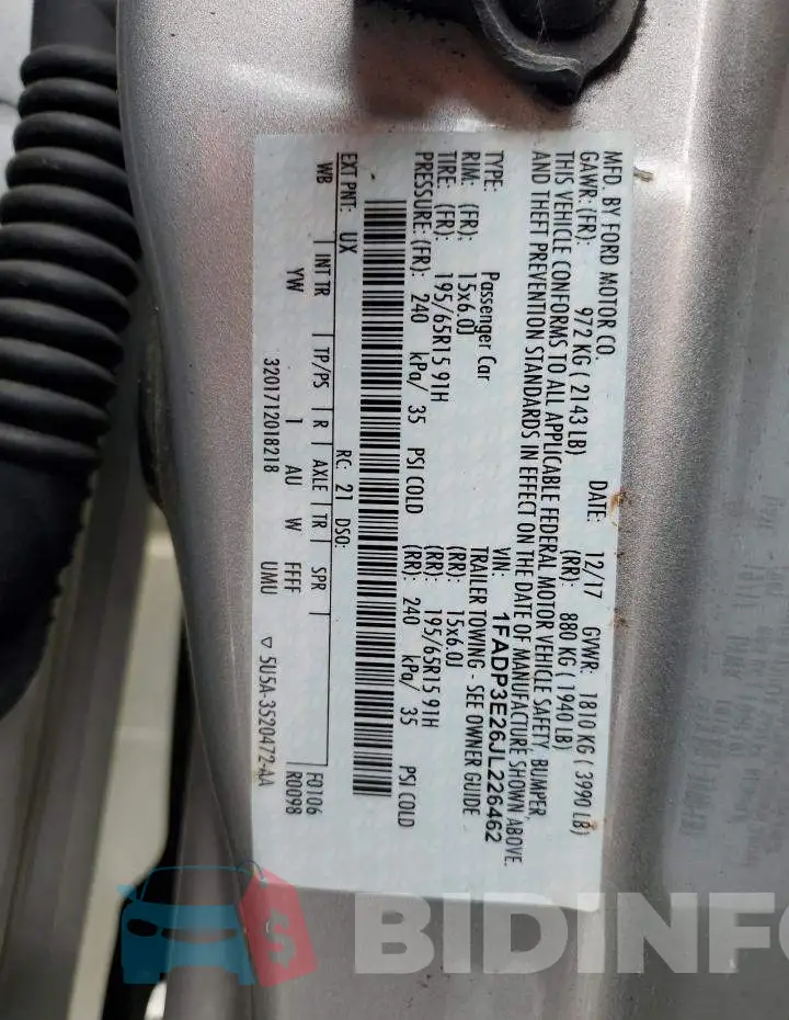 1FADP3E26JL226462 Photo# 12