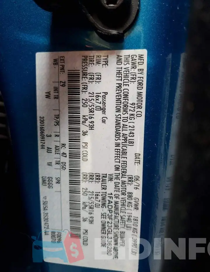 1FADP3F23GL336280 Photo# 12