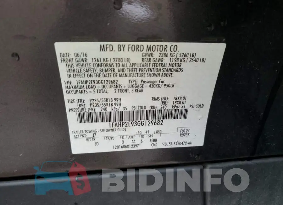 1FAHP2E93GG129682 Photo# 13