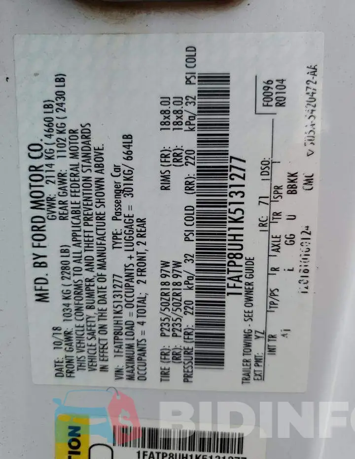 1FATP8UH1K5131277 Photo# 12