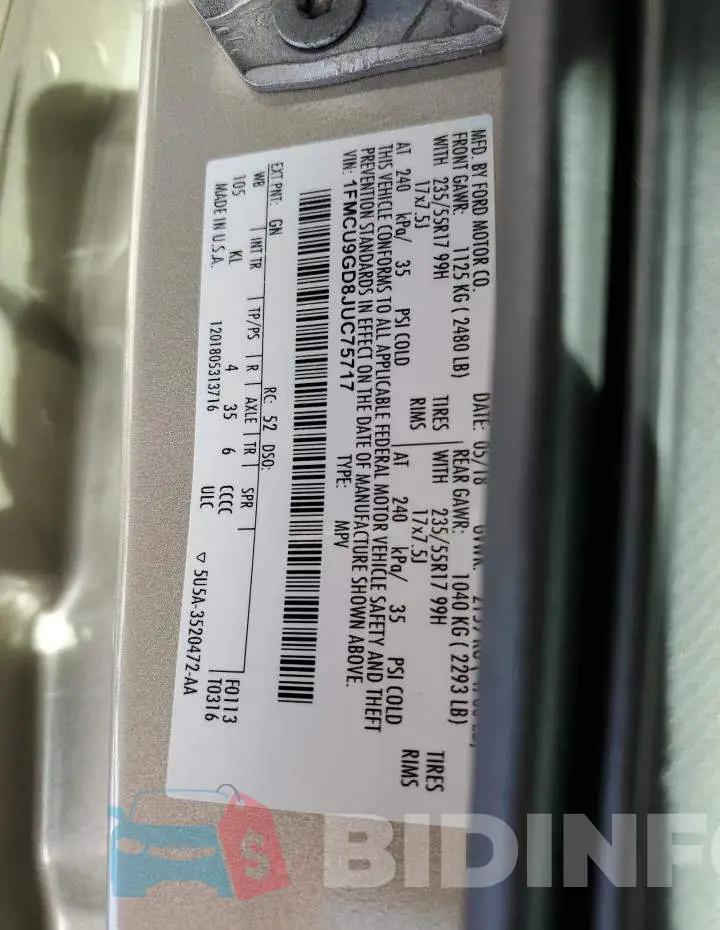 1FMCU9GD8JUC75717 Photo# 12