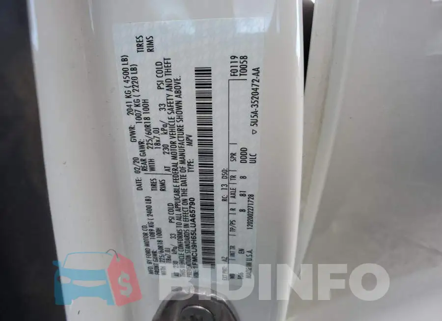 1FMCU9H65LUA65790 Photo# 13