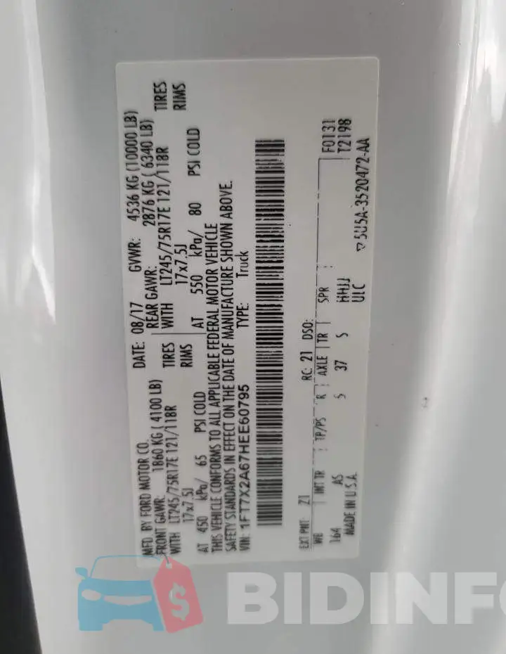 1FT7X2A67HEE60795 Photo# 12