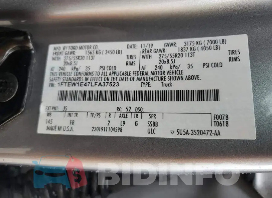 1FTEW1E47LFA37523 Photo# 12