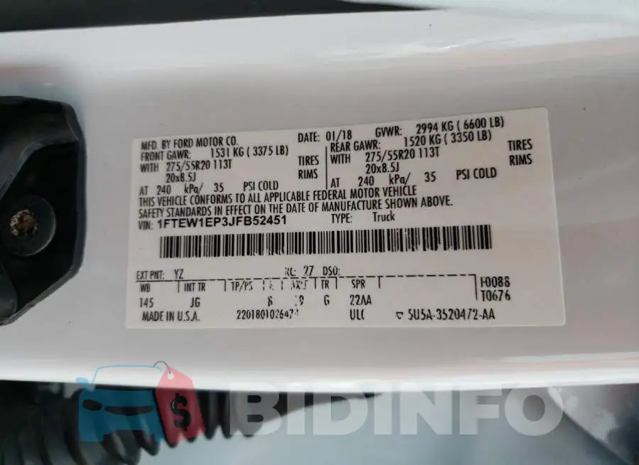 1FTEW1EP3JFB52451 Photo# 12