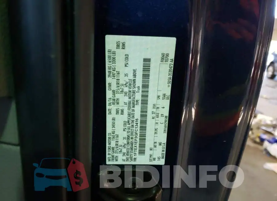 1FTEX1EP3GFC13416 Photo# 12