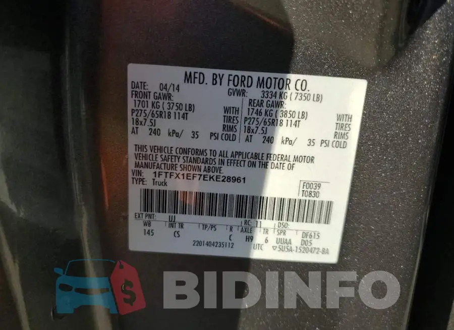 1FTFX1EF7EKE28961 Photo# 12