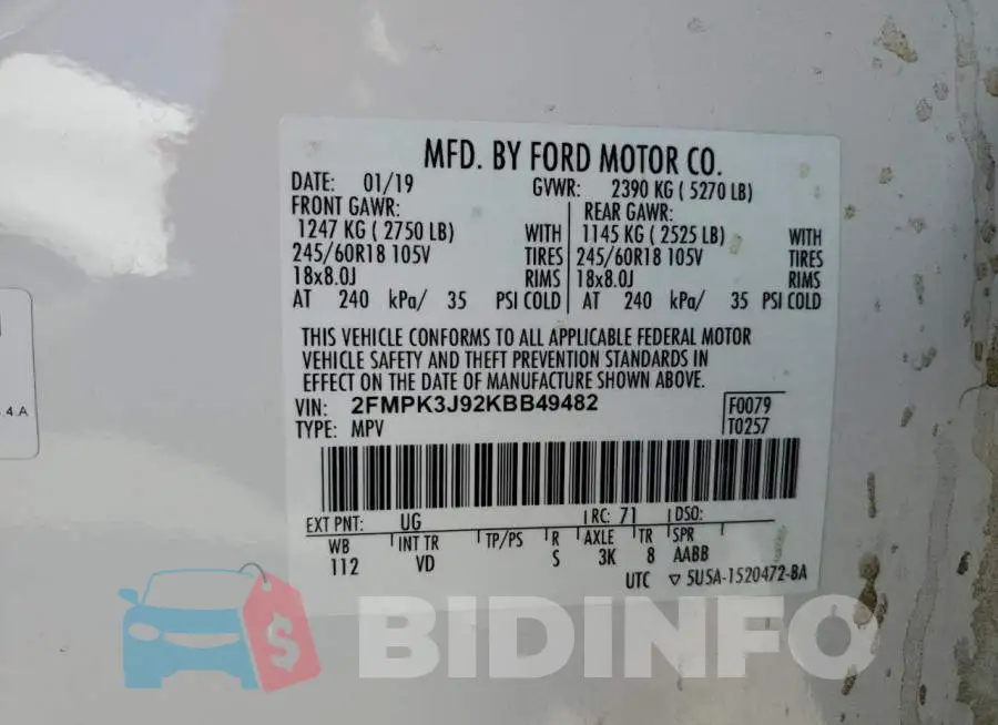 2FMPK3J92KBB49482 Photo# 12