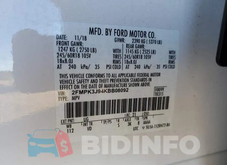2FMPK3J94KBB08092 Photo# 12