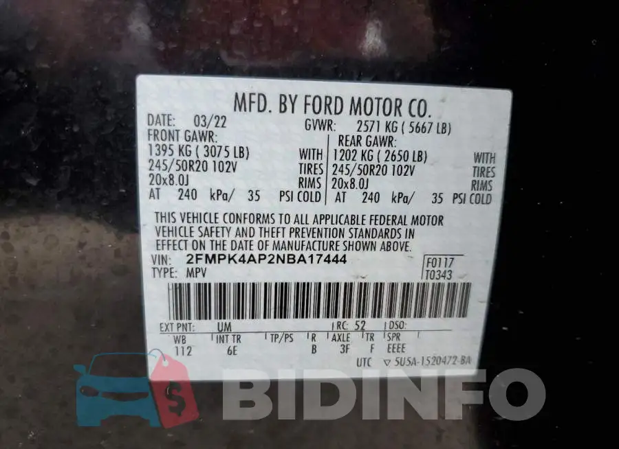 2FMPK4AP2NBA17444 Photo# 13
