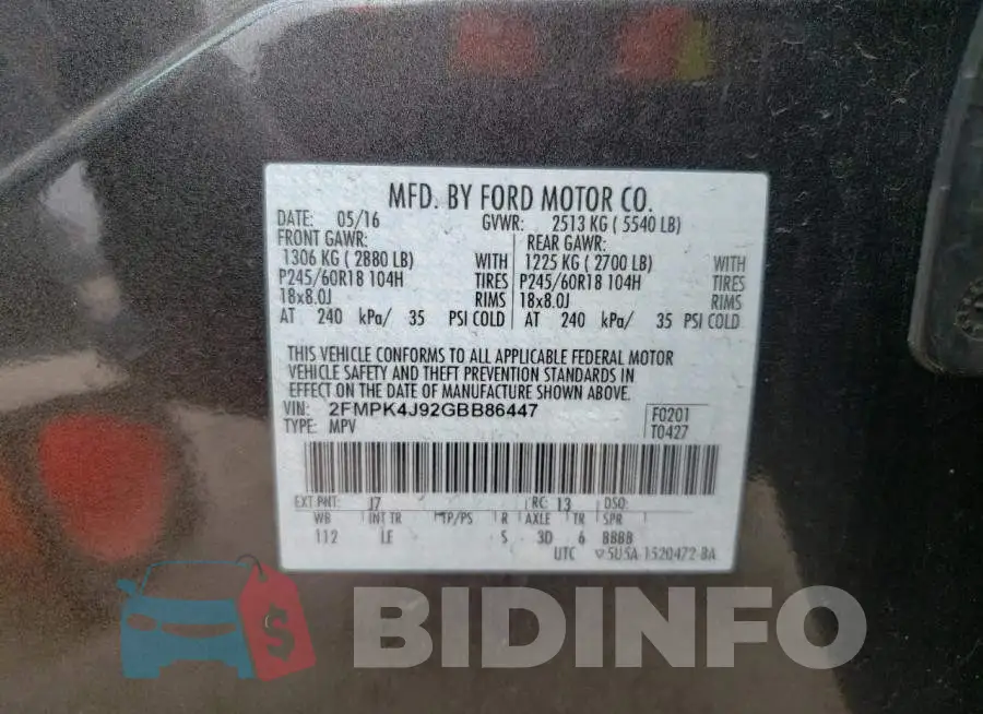 2FMPK4J92GBB86447 Photo# 14