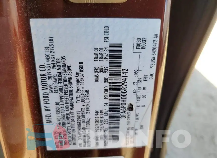 3FA6P0HD0GR294142 Photo# 12
