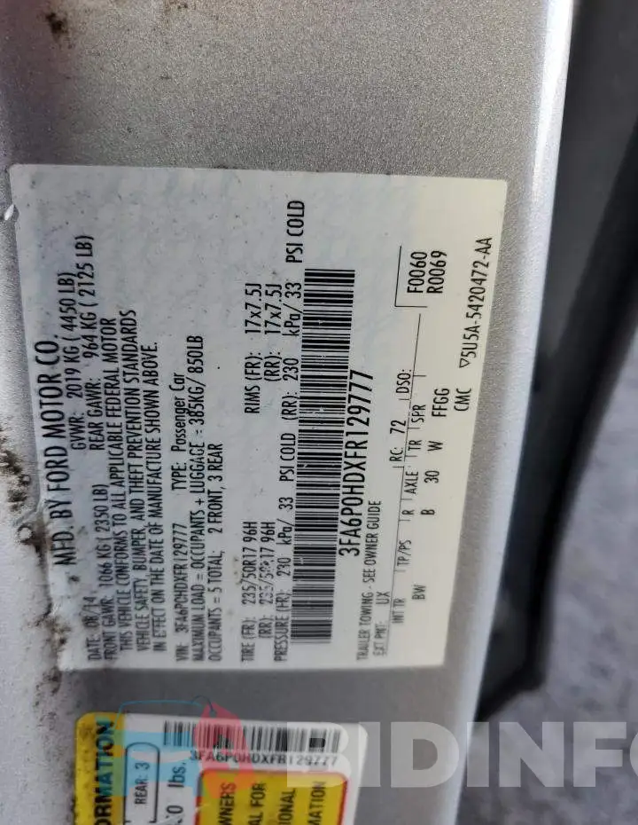 3FA6P0HDXFR129777 Photo# 12