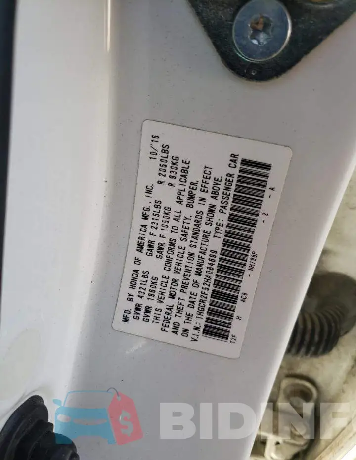 1HGCR2F52HA084699 Photo# 13