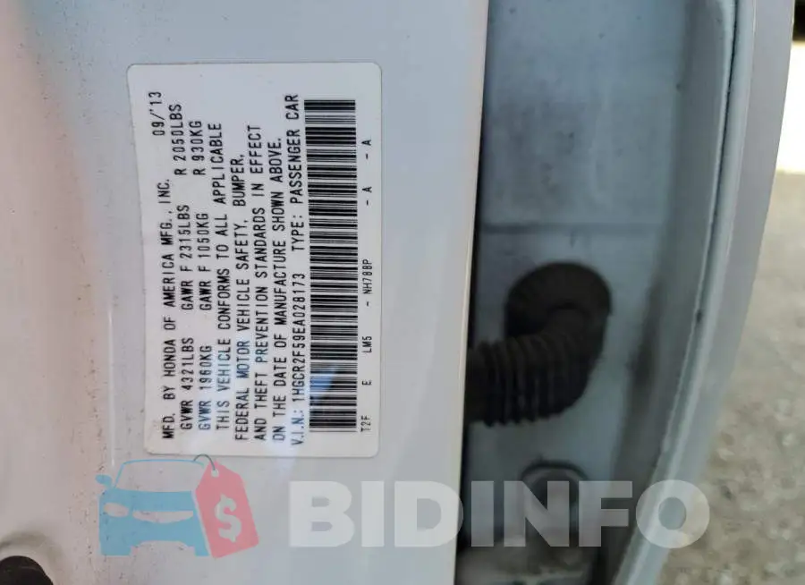 1HGCR2F59EA028173 Photo# 12