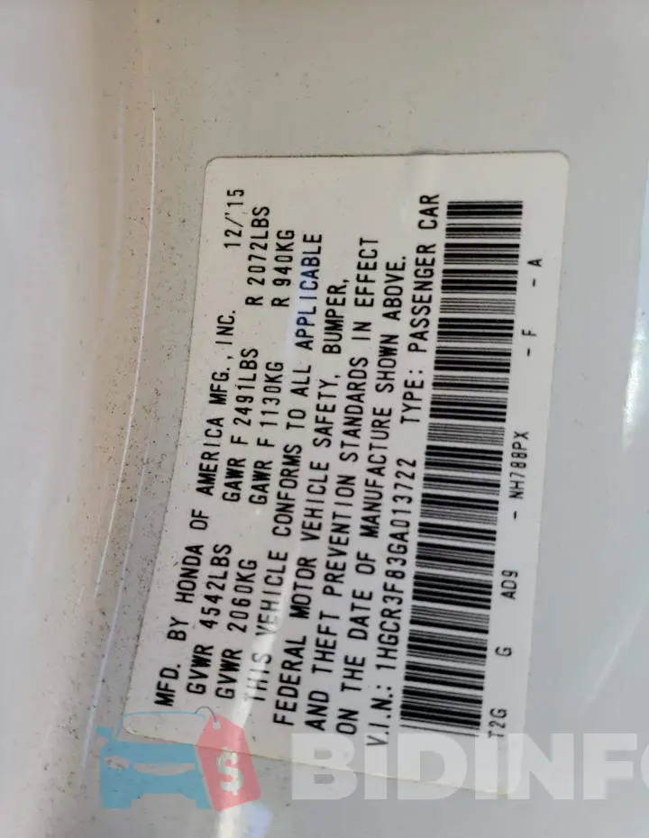 1HGCR3F83GA013722 Photo# 12