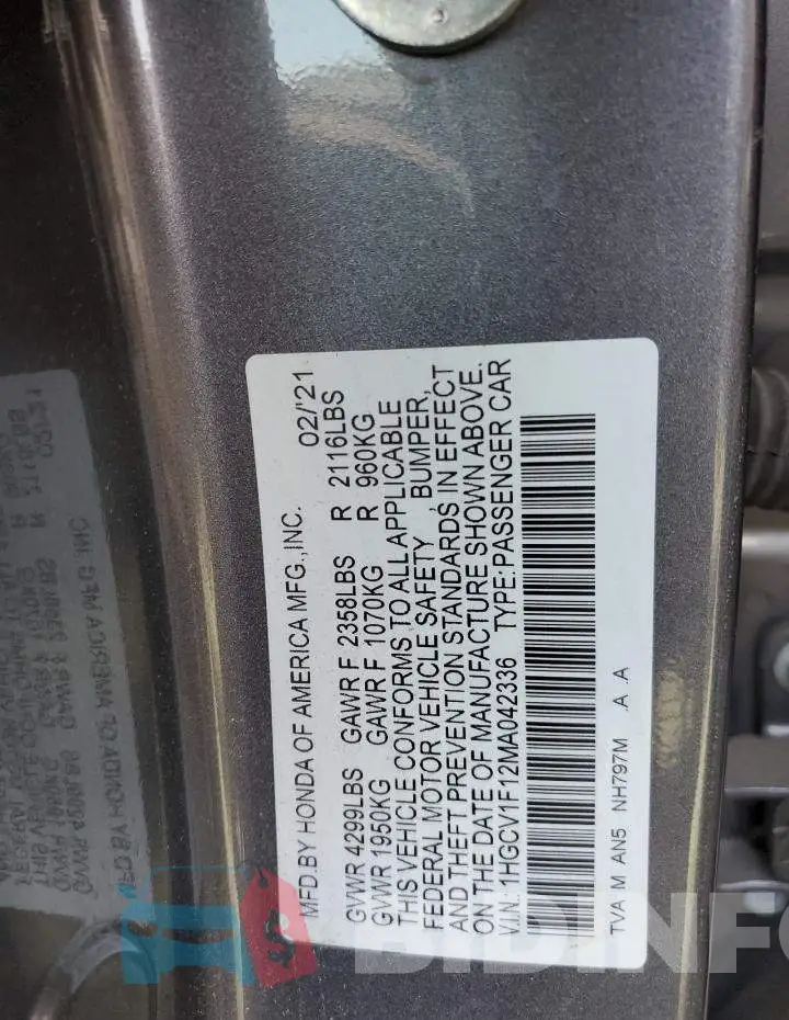 1HGCV1F12MA042336 Photo# 12