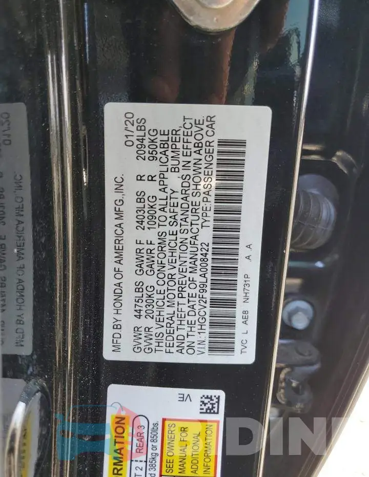 1HGCV2F99LA008422 Photo# 12