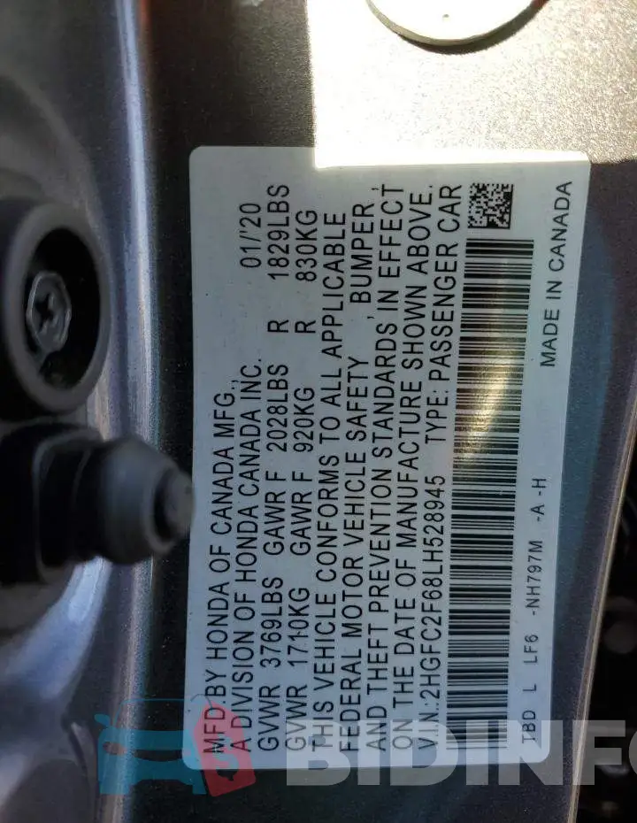 2HGFC2F68LH528945 Photo# 12