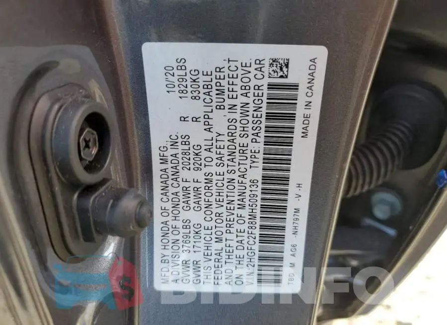 2HGFC2F88MH509136 Photo# 12