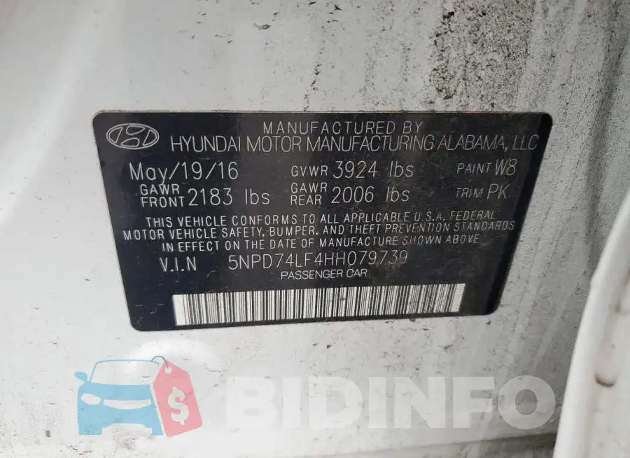 5NPD74LF4HH079739 Photo# 12