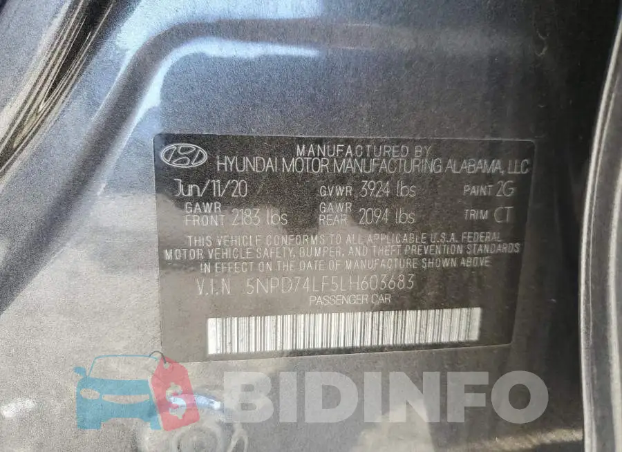 5NPD74LF5LH603683 Photo# 12
