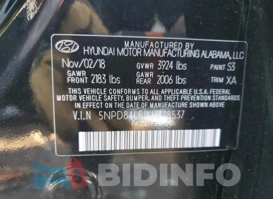 5NPD84LF1KH428537 Photo# 13